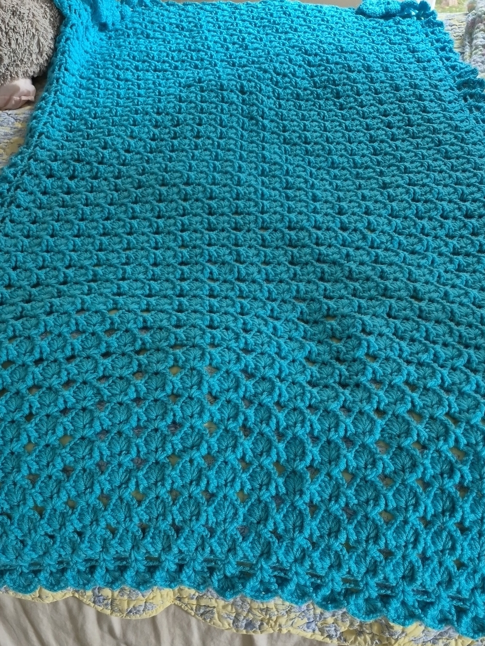 Handmade Teal Crochet Blanket
